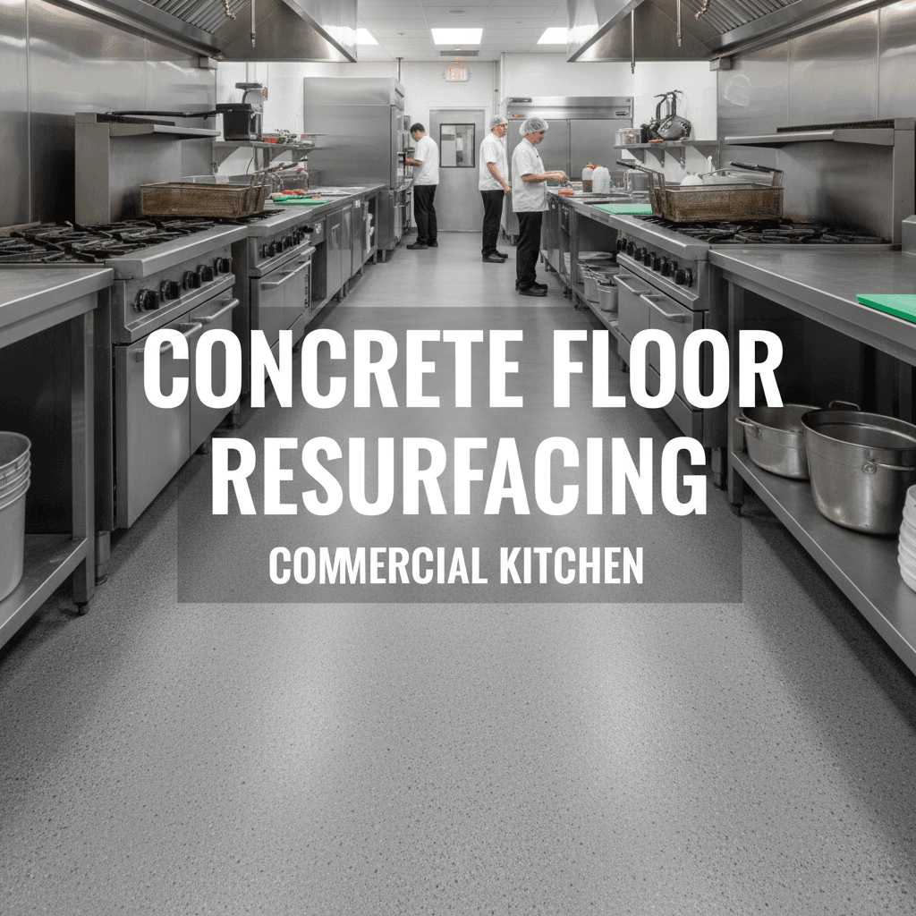 Concrete overlay in commercial kitchen flooring